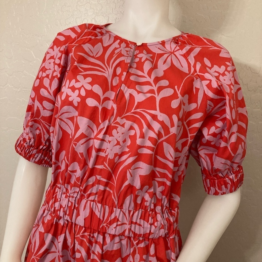 Voyageur By Mersea Hedy Tropical Floral Vine Puff Sleeve Tiered Midi Dress Sz M - Picture 8 of 15